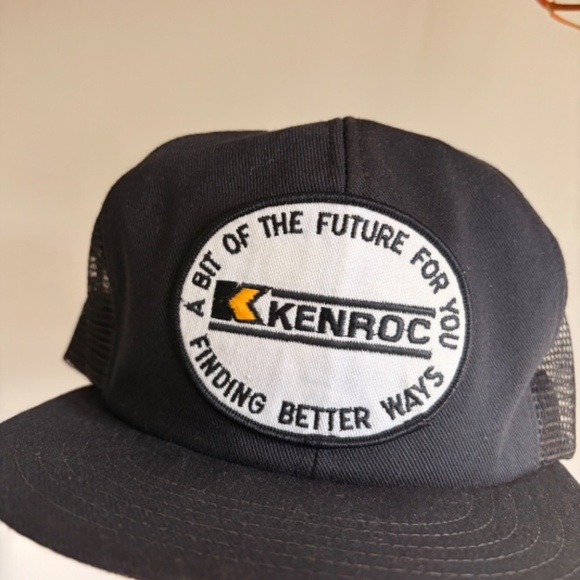 Vintage KENROC trucker hat PATCH mesh Black made in canada victory caps - Picture 2 of 8